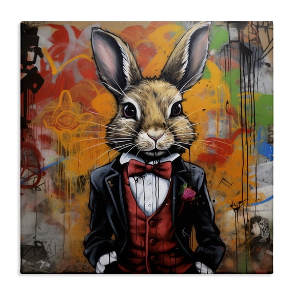 Stupell Industries Eclectic Urban Graffiti Rabbit Canvas Art, 24 x 24, by Lazar Studio