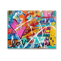 Stupell Industries Urban Heart Graffiti Collage Abstract Painting Gallery Wrapped Canvas Art Print Wall Art, 20 x 16
