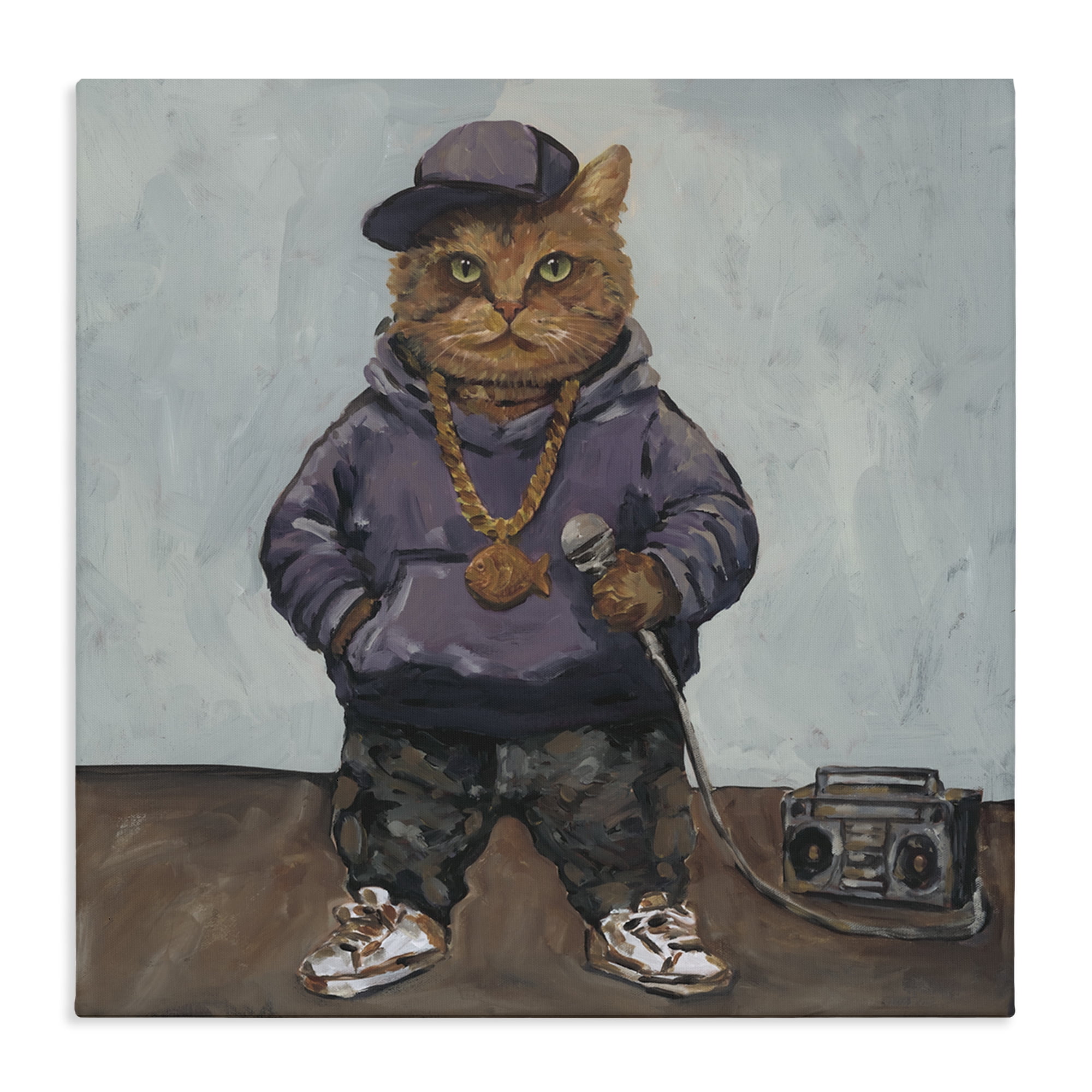Stupell Industries Urban Hip-Hop Cat Canvas Wall Art, design by Studio Bautista