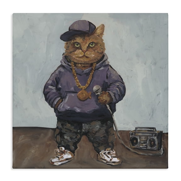 Stupell Industries Urban Hip-Hop Cat Canvas Wall Art, design by Studio Bautista