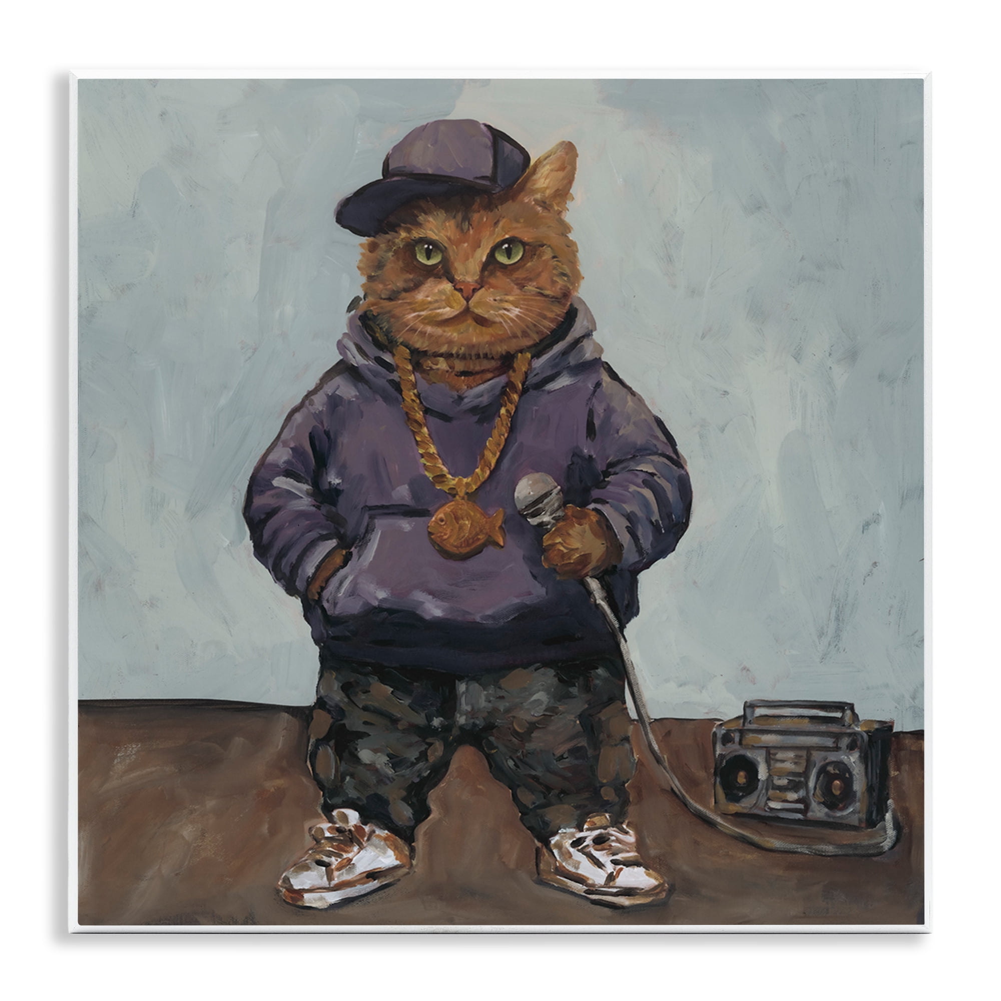 Stupell Industries Urban Hip-Hop Cat Wall Plaque Art, design by Studio Bautista