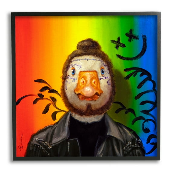 Stupell Industries Urban Hipster Duck Animals & Insects Painting Black Framed Art Print Wall Art, 17 x 17