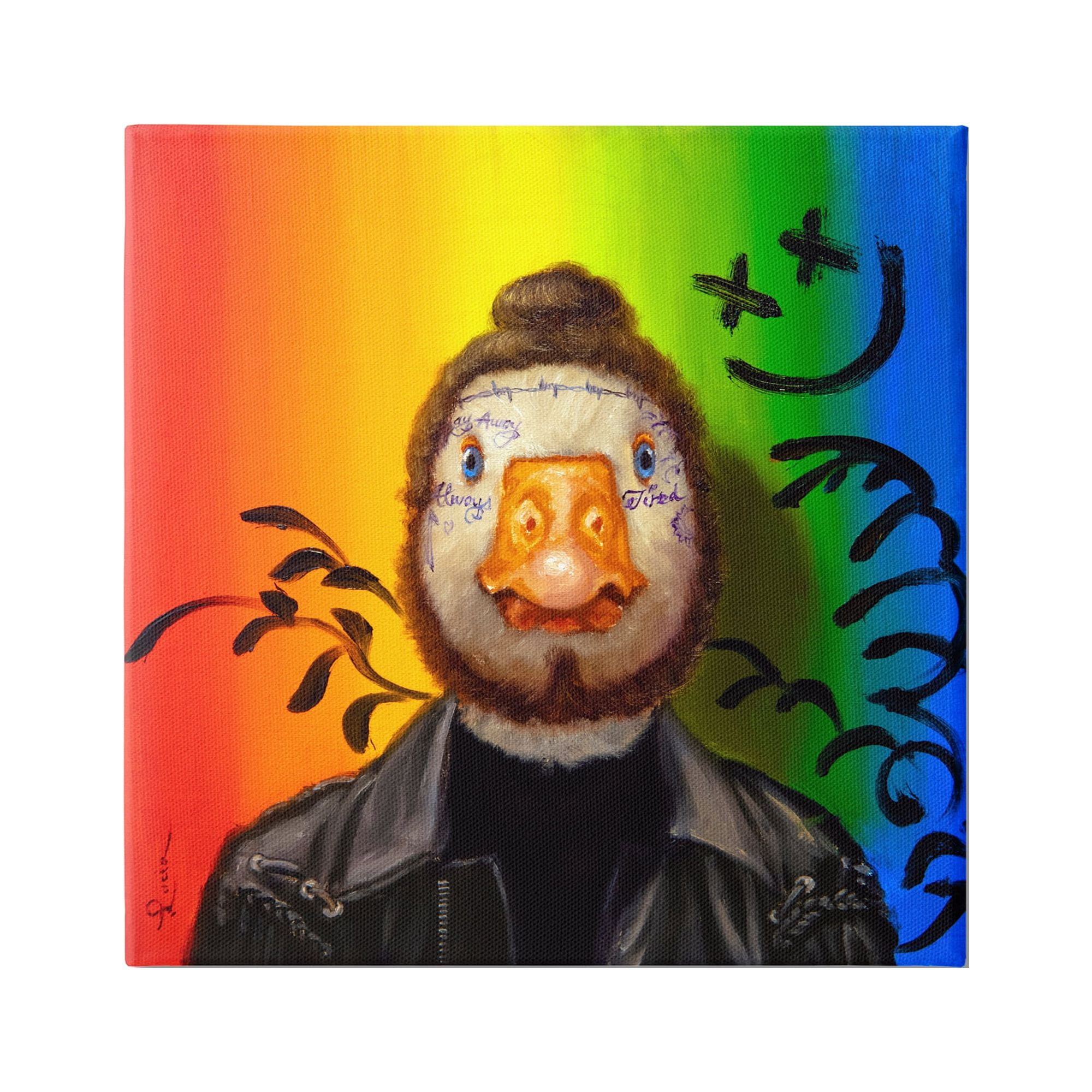 Stupell Industries Urban Hipster Duck Animals & Insects Painting Gallery Wrapped Canvas Art Print Wall Art, 36 x 36