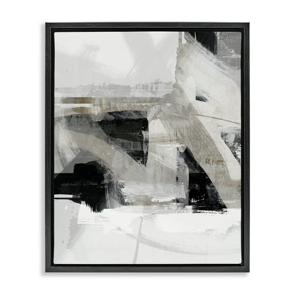 Stupell Industries Urban Industrial Complex Abstract Painting Black Floater Framed Canvas Art Print Wall Art, 17 x 21