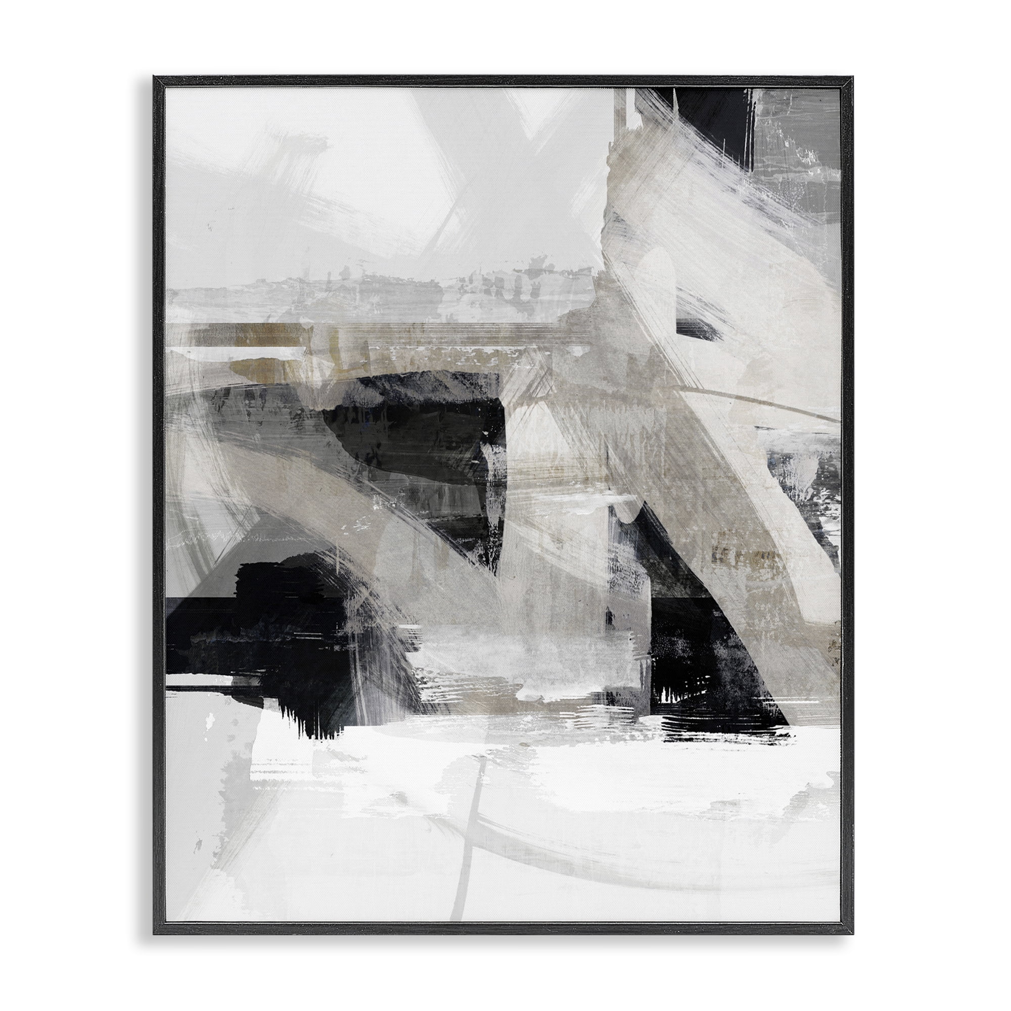 Stupell Industries Urban Industrial Complex Abstract Painting Black Framed Art Print Wall Art, 16 x 20