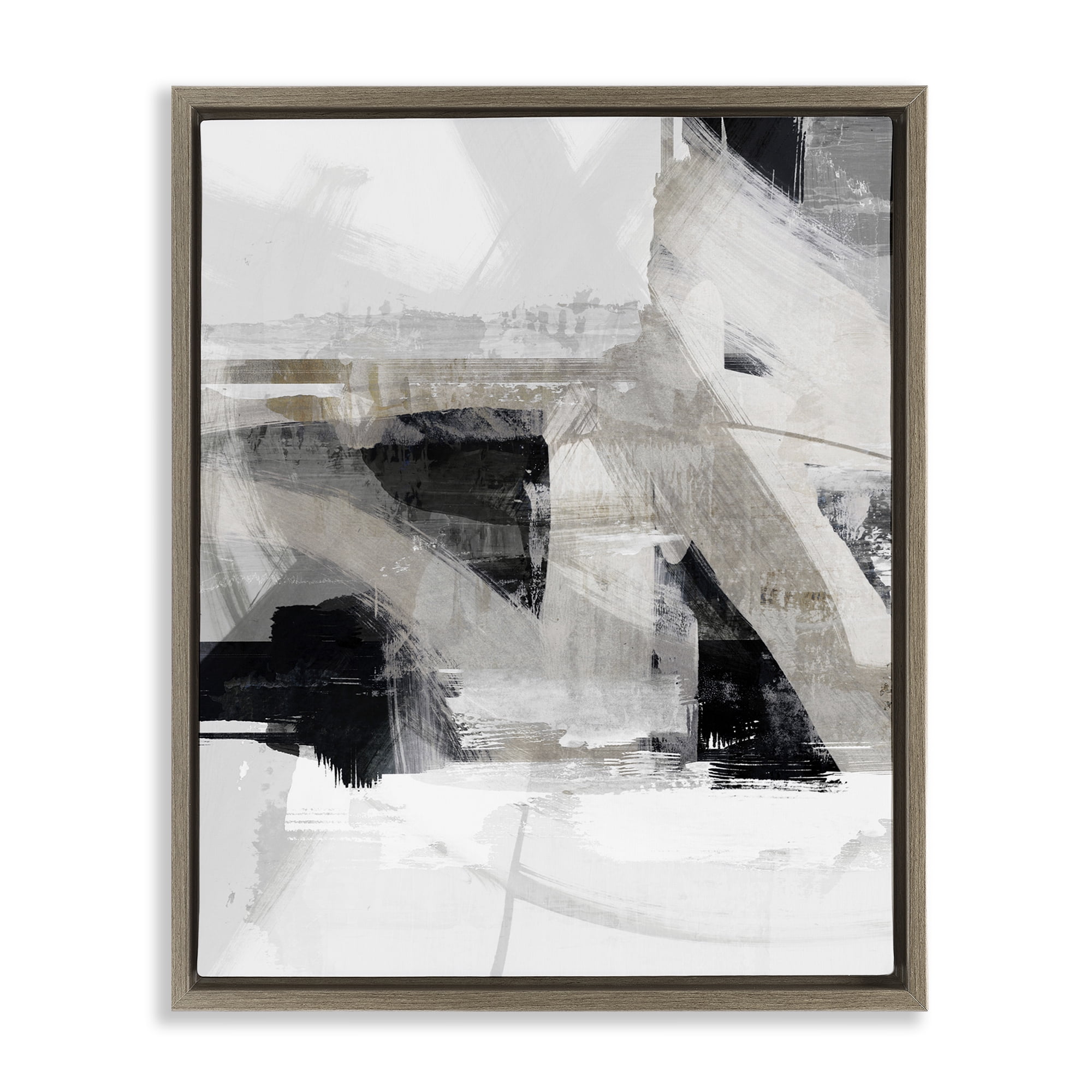 Stupell Industries Urban Industrial Complex Abstract Painting Brown Floater Framed Canvas Art Print Wall Art, 17 x 21