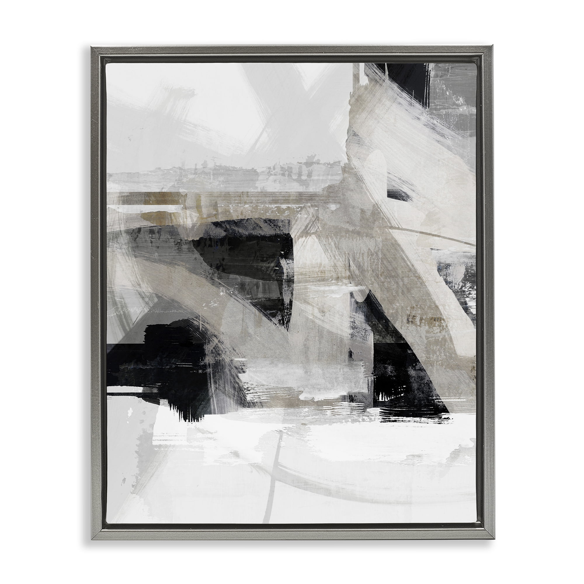 Stupell Industries Urban Industrial Complex Abstract Painting Gray Floater Framed Canvas Art Print Wall Art, 17 x 21