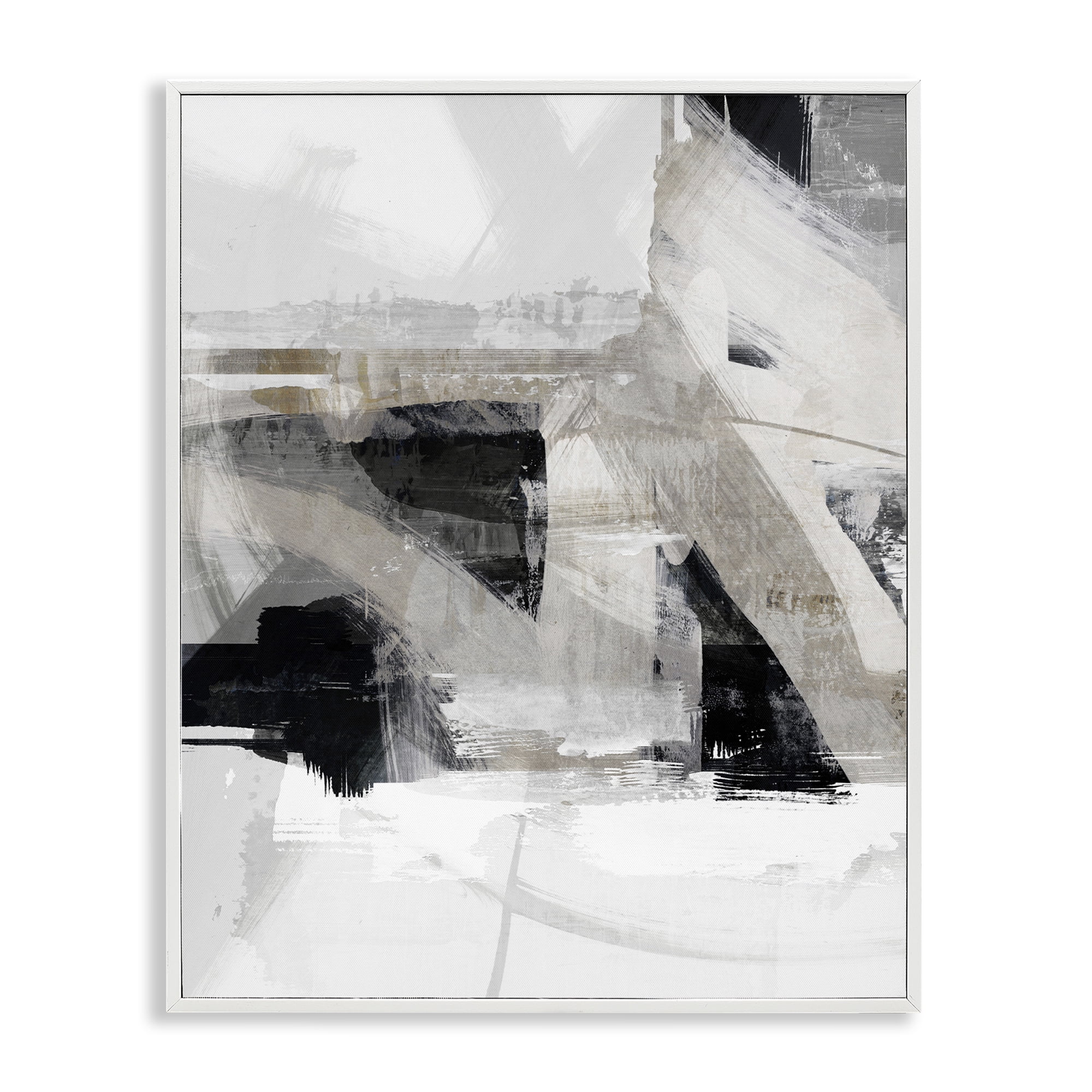 Stupell Industries Urban Industrial Complex Abstract Painting White Framed Art Print Wall Art, 24 x 30
