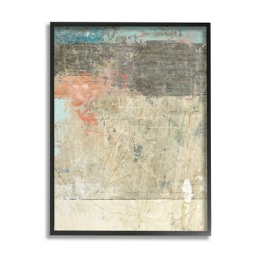 Stupell Industries Urban Layered Abstract Collage Painting Black Framed Art Print Wall Art, Design by Suzanne Nicoll
