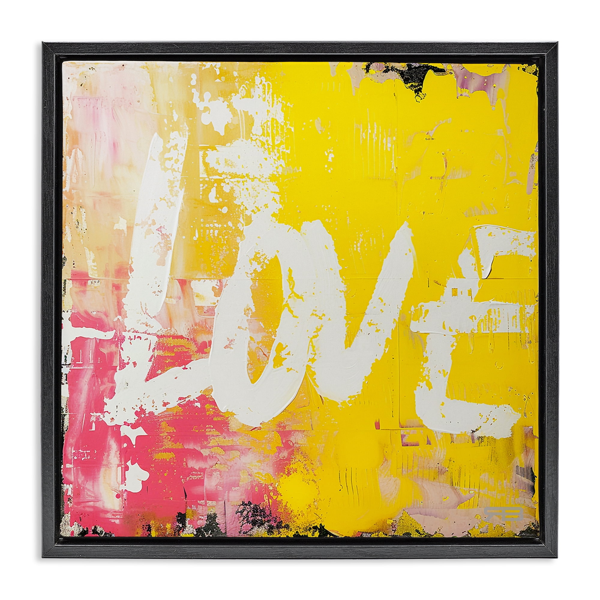 Stupell Industries Urban Love Paint Style Abstract Painting Black Floater Framed Canvas Art Print Wall Art, 18 x 18