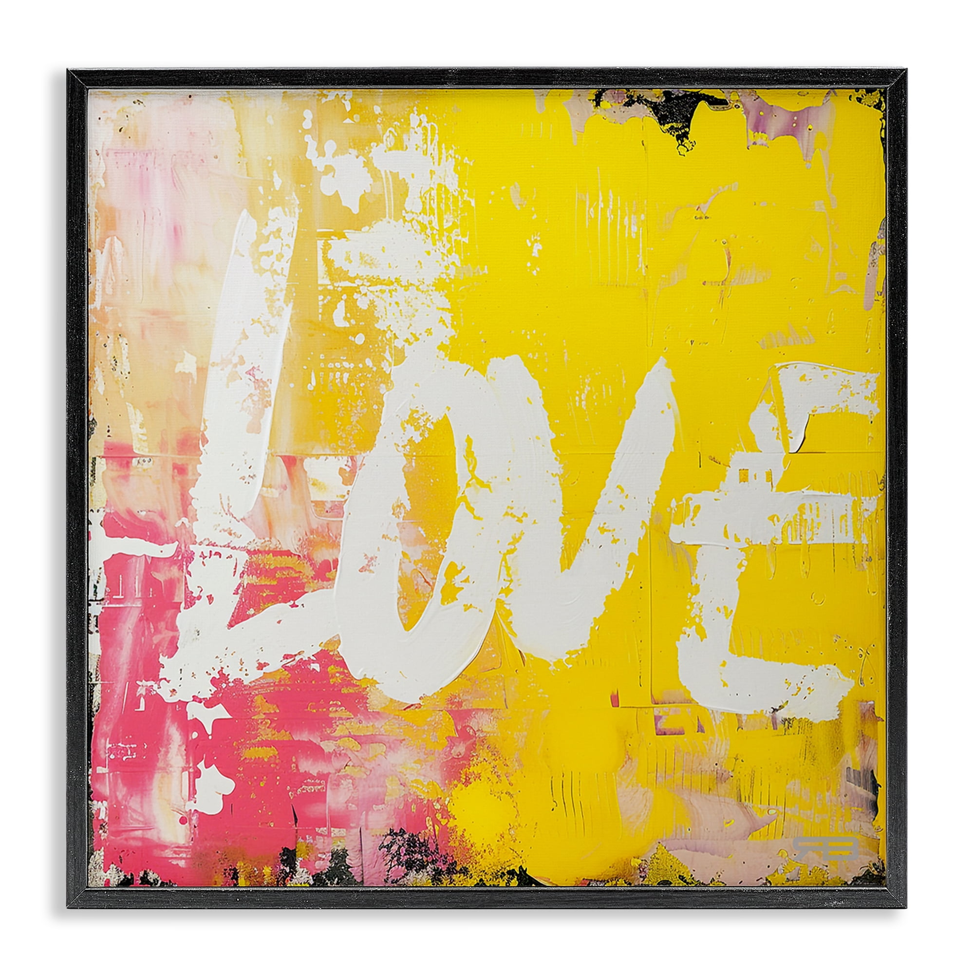 Stupell Industries Urban Love Paint Style Abstract Painting Black Framed Art Print Wall Art, 17 x 17