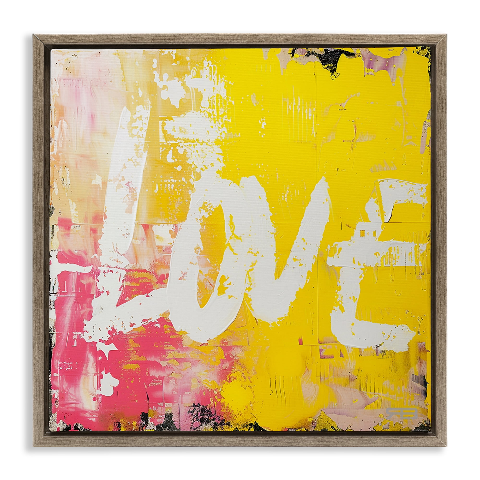 Stupell Industries Urban Love Paint Style Abstract Painting Brown Floater Framed Canvas Art Print Wall Art, 18 x 18