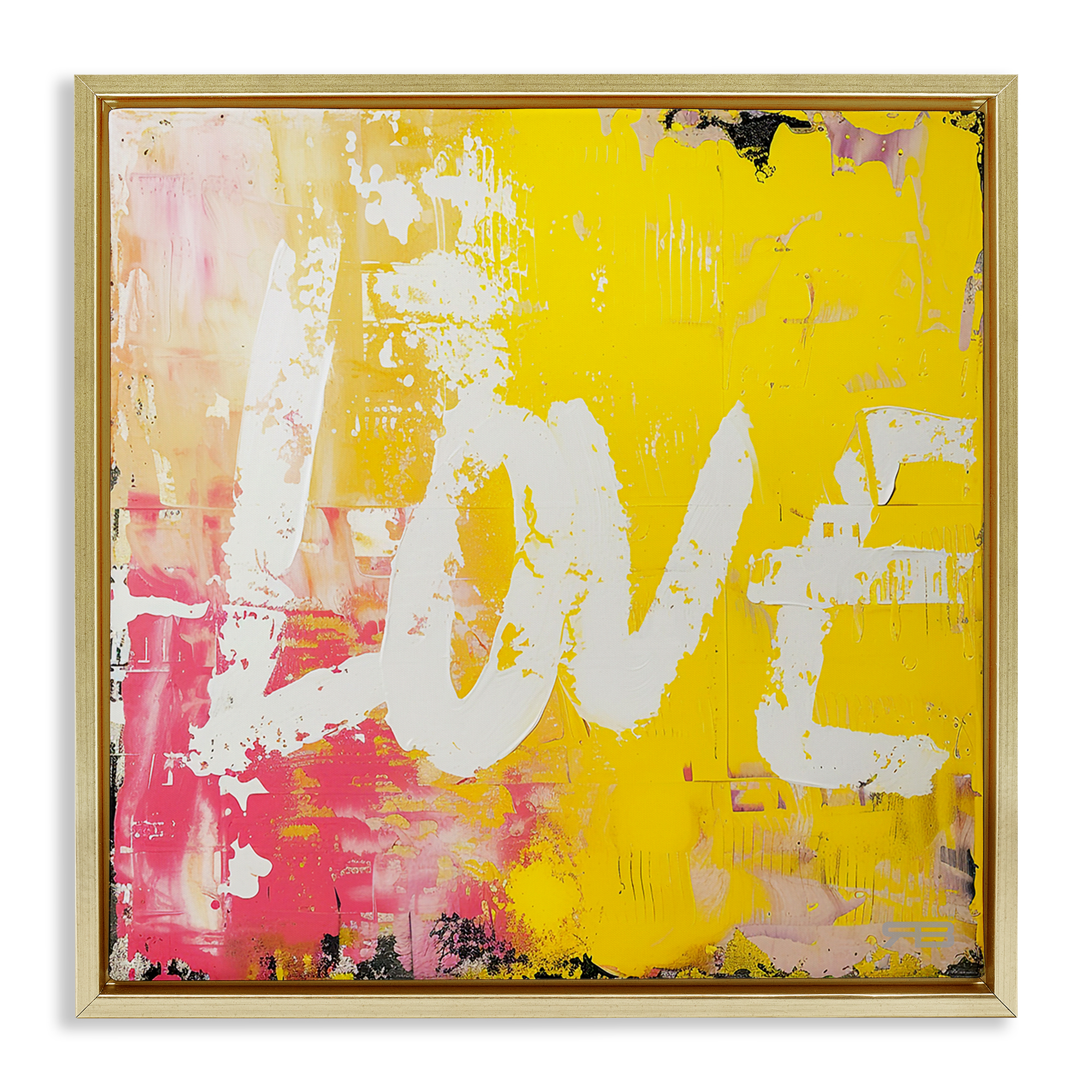 Stupell Industries Urban Love Paint Style Abstract Painting Gold Floater Framed Canvas Art Print Wall Art, 18 x 18