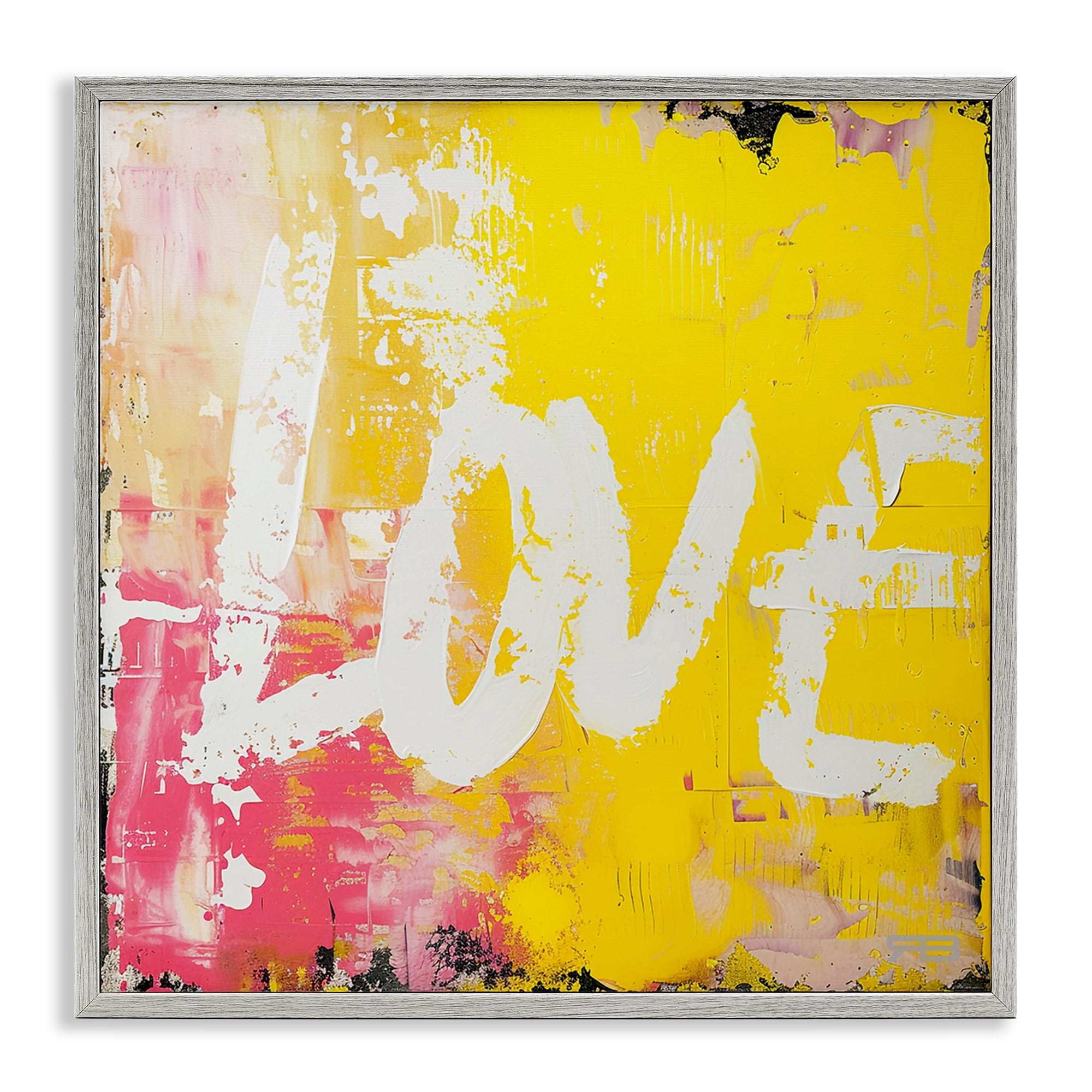 Stupell Industries Urban Love Paint Style Abstract Painting Gray Framed Art Print Wall Art, 24 x 24