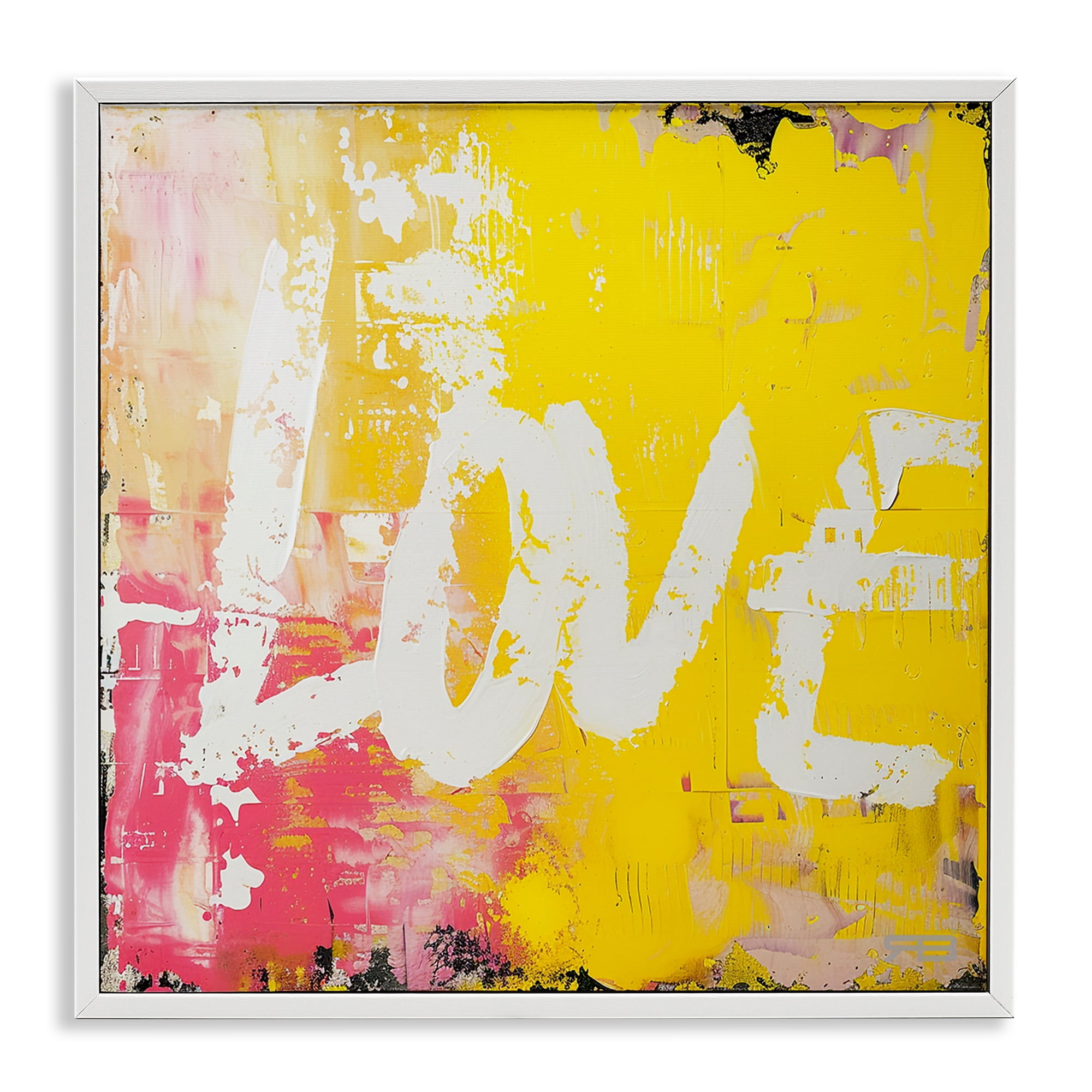 Stupell Industries Urban Love Paint Style Abstract Painting White Framed Art Print Wall Art, 12 x 12