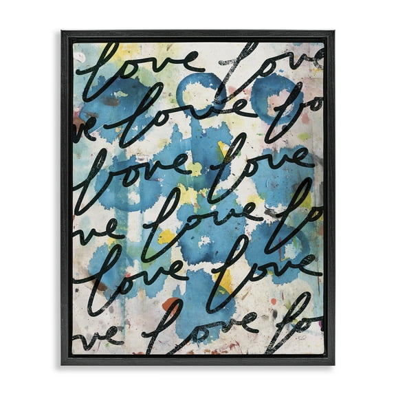 Stupell Industries Urban Love Pattern Typography Painting Black Floater Framed Art Print Wall Art, 17 x 21