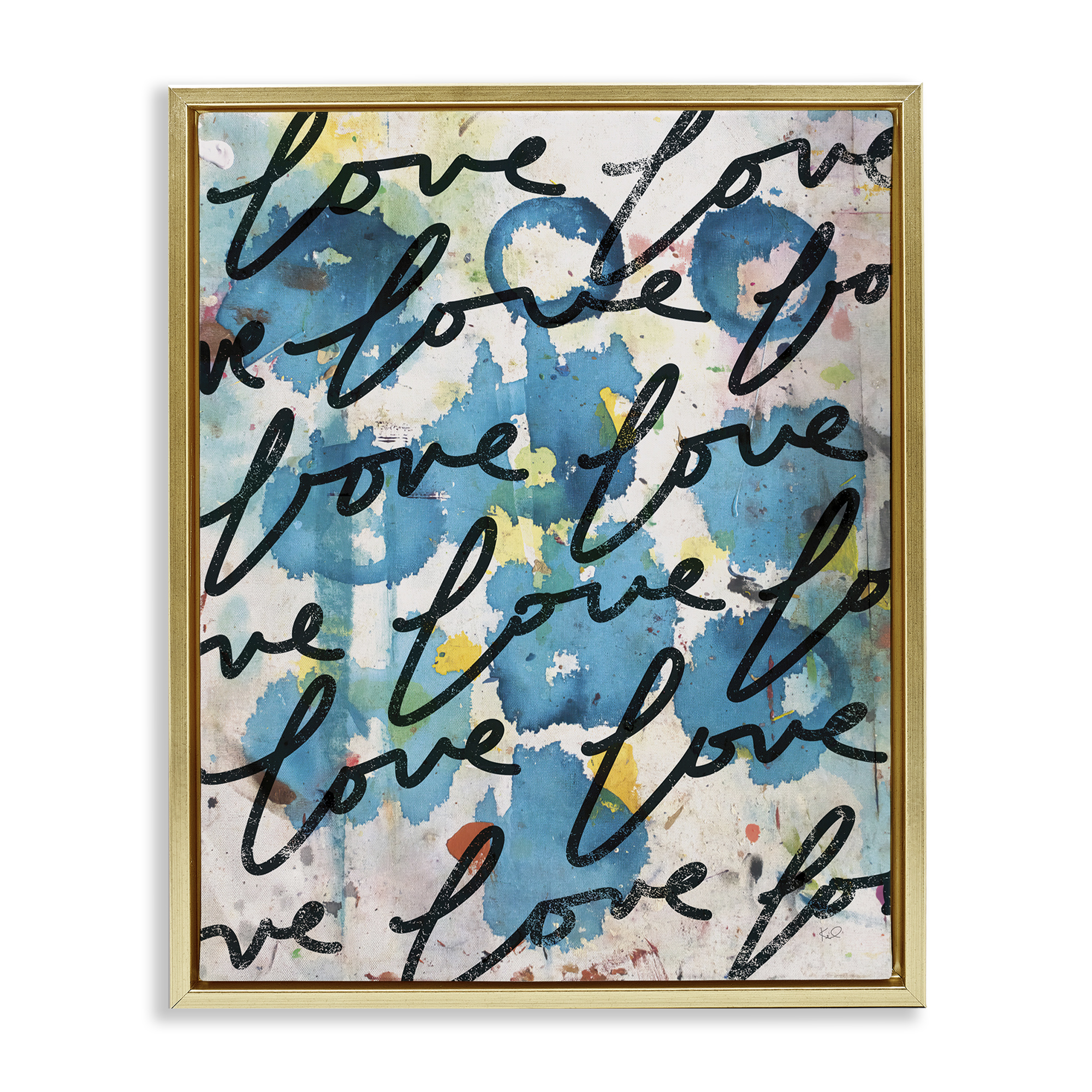 Stupell Industries Urban Love Pattern Typography Painting Gold Floater Framed Art Print Wall Art, 25 x 31