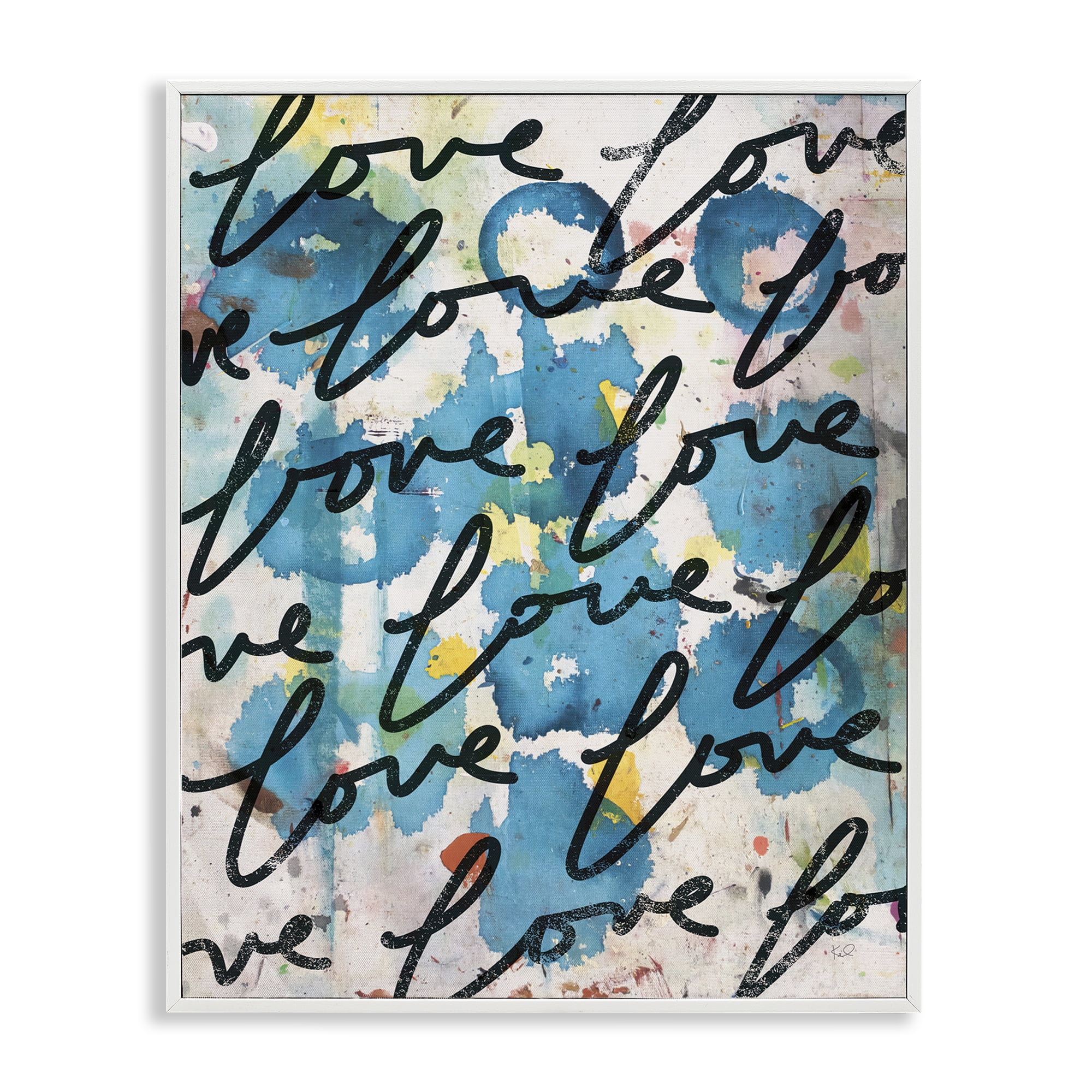 Stupell Industries Urban Love Pattern Typography Painting White Framed Art Print Wall Art, 11 x 14