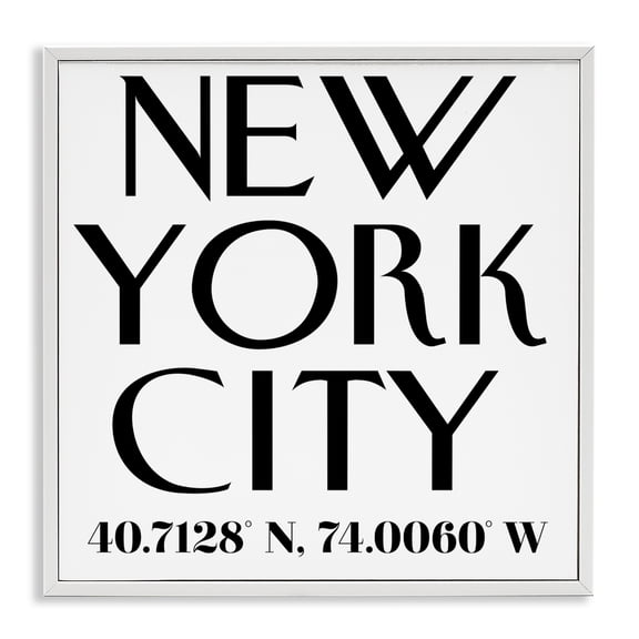 Stupell Industries Urban NYC Coordinates White Framed Giclee Art design by Annabelle Hall, 17 x 17