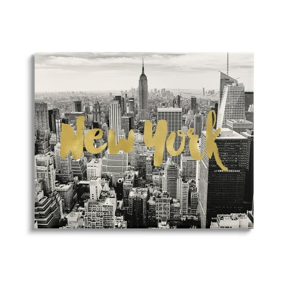 Stupell Industries Urban New York City Skyline Glam Detail Typography Canvas Wall Art, 20 x 16, Design by Amy Brinkman