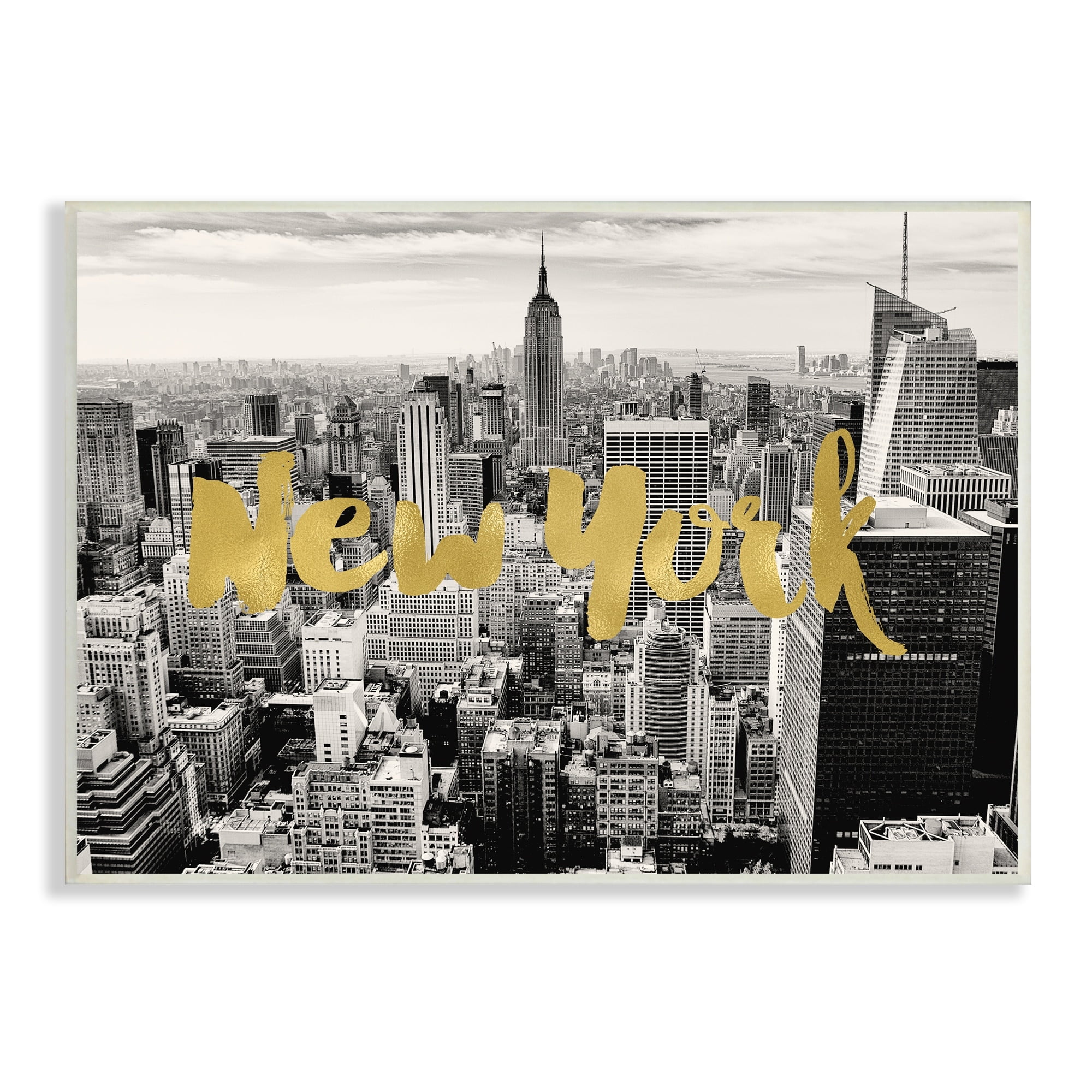 Stupell Industries Urban New York City Skyline Glam Detail Typography Wood Wall Art, 19 x 13, Design by Amy Brinkman