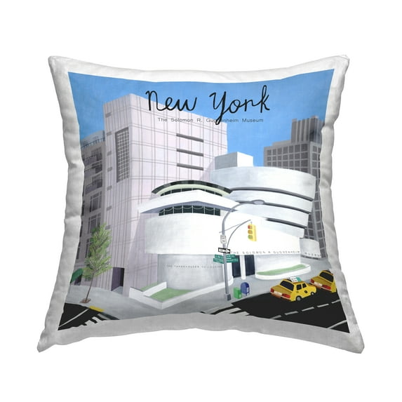 Stupell Industries Urban New York Guggenheim Museum Square Decorative Printed Throw Pillow, 18 x 18,