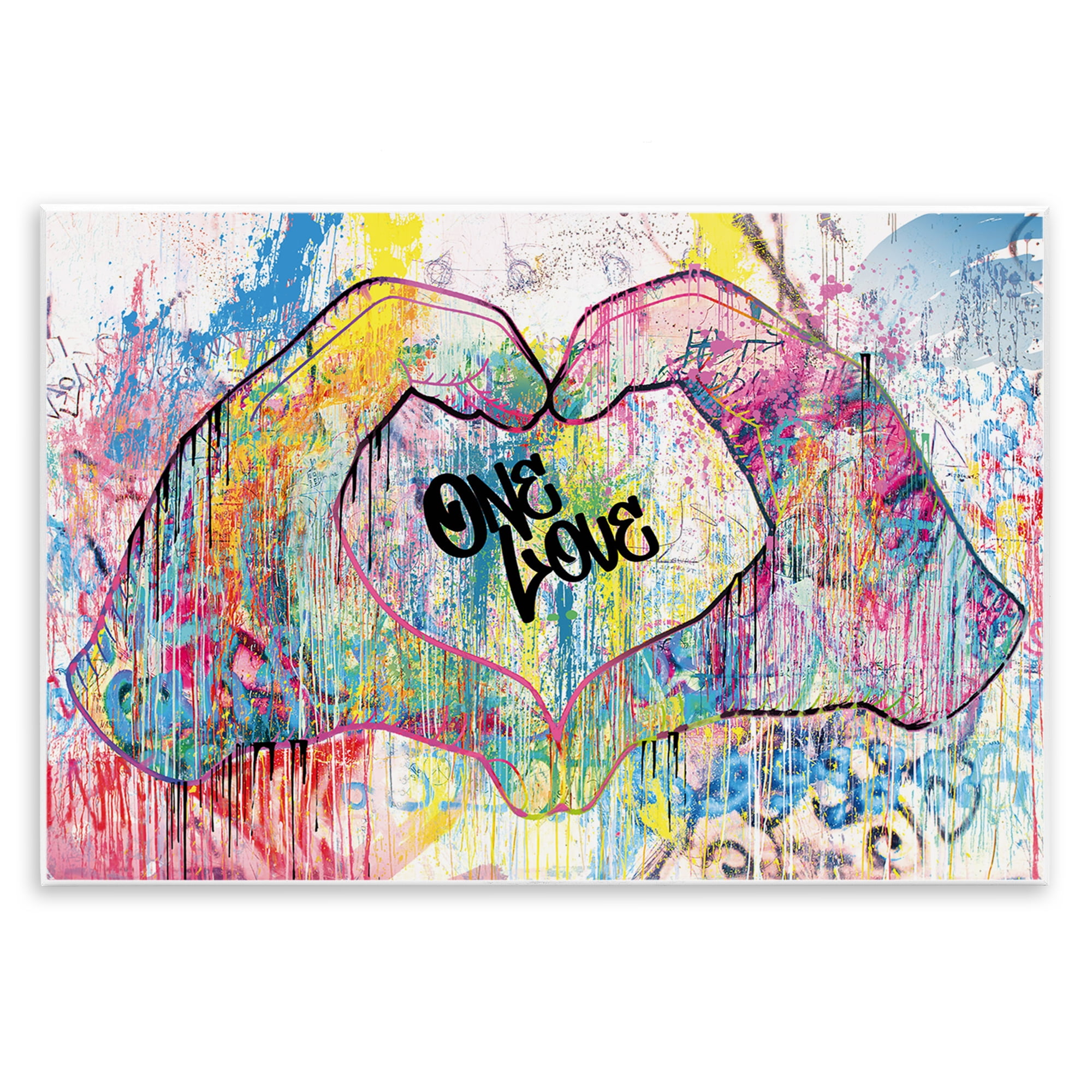Colorful Abstract One Love Typography MDF Wood Wall Art