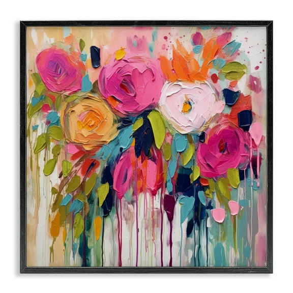Stupell Industries Urban Paint Bouquet Botanical & Floral Painting Black Framed Art Print Wall Art, 12 x 12