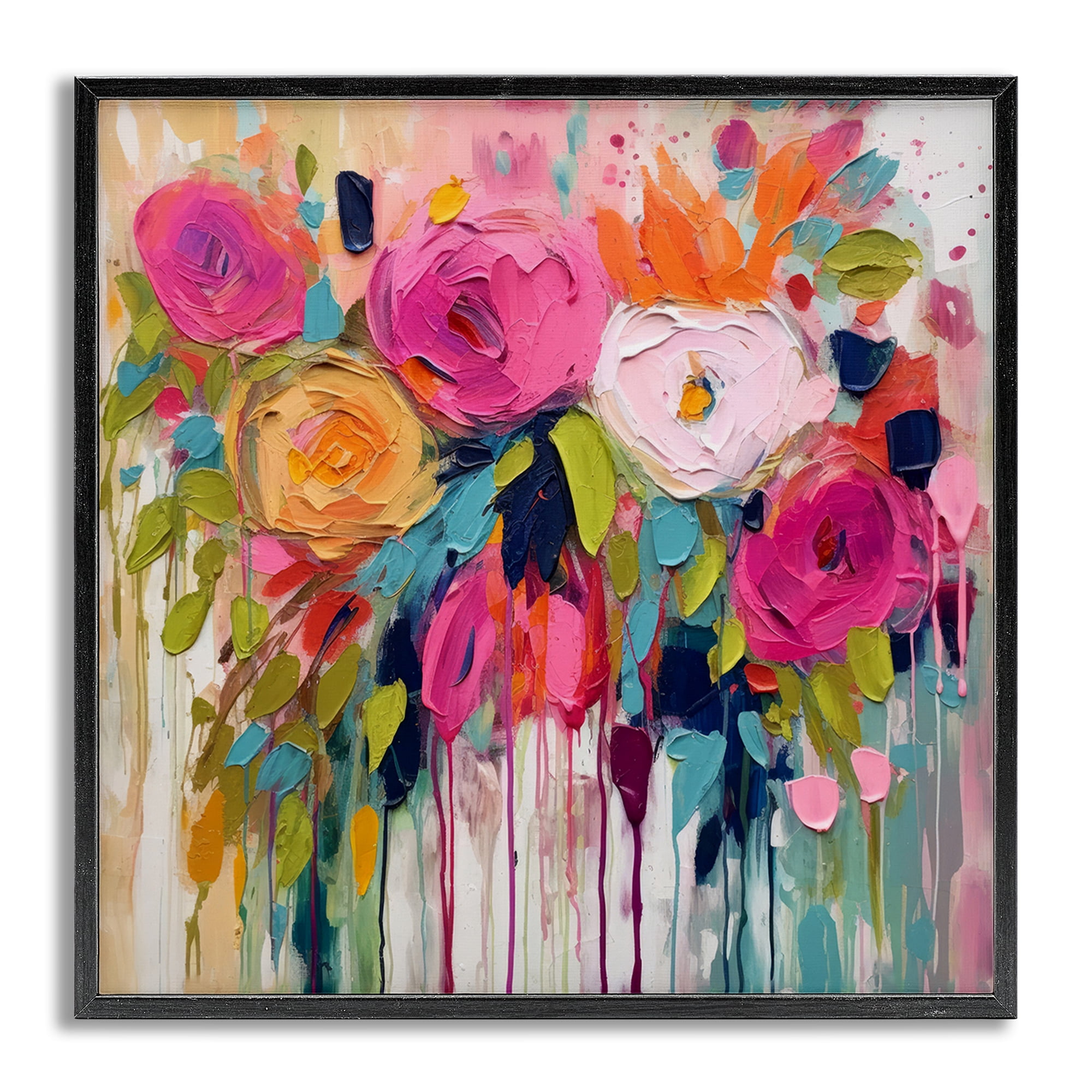 Stupell Industries Urban Paint Bouquet Botanical & Floral Painting Gray Framed Art Print Wall Art, 12 x 12