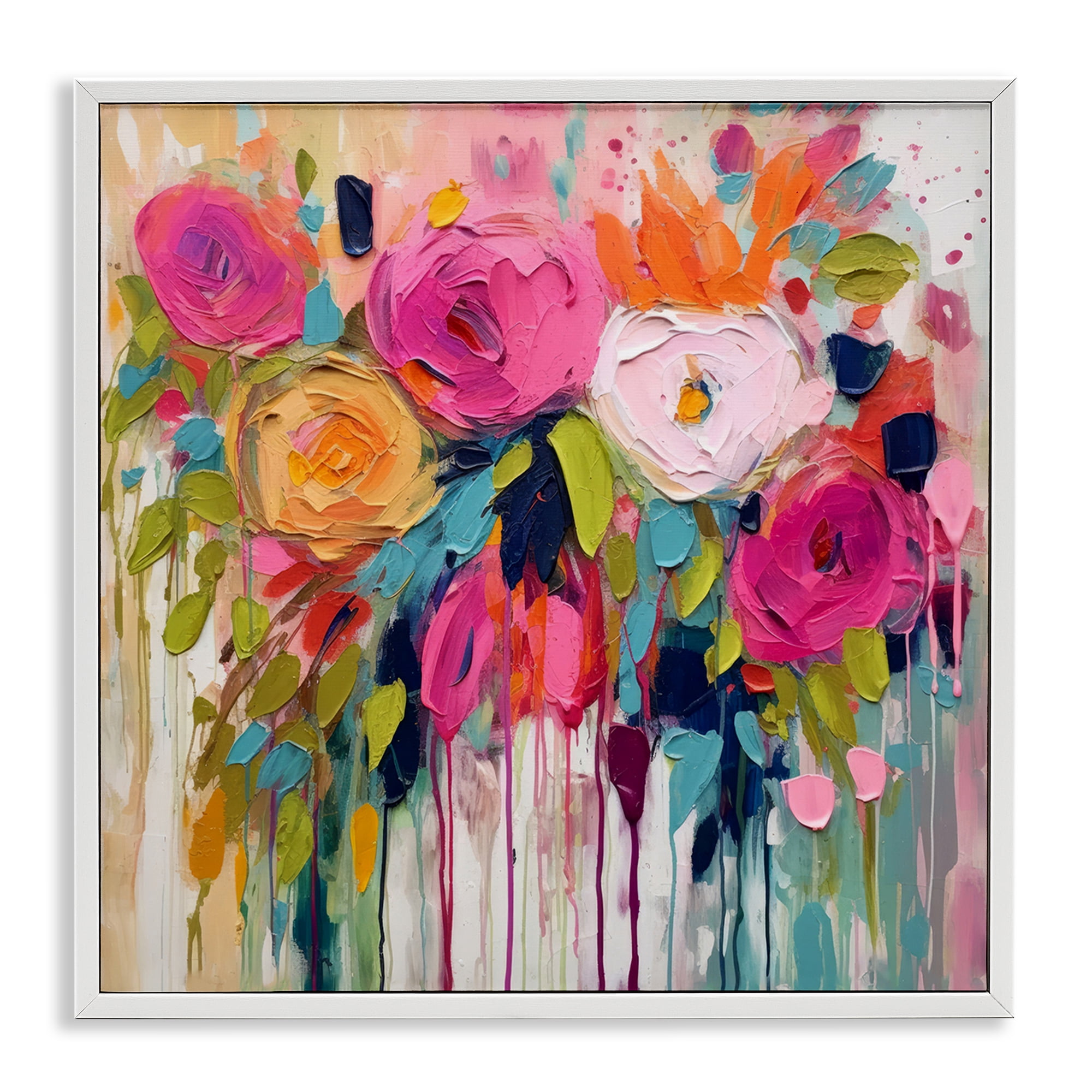 Stupell Industries Urban Paint Bouquet Botanical & Floral Painting White Framed Art Print Wall Art, 24 x 24