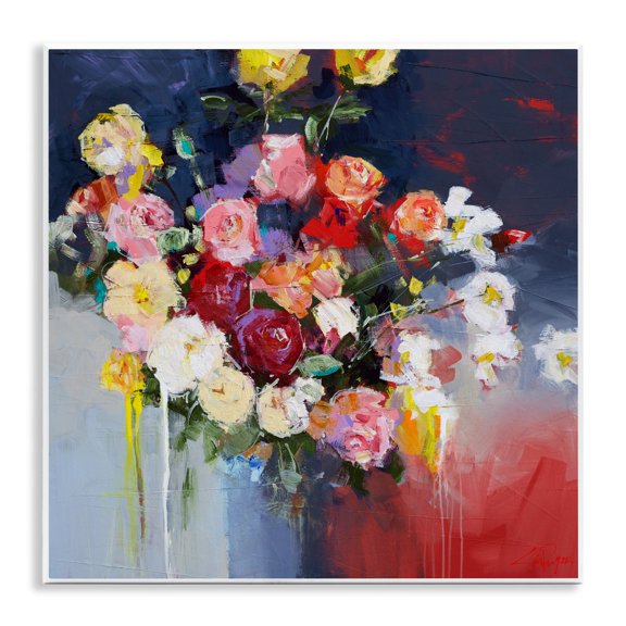 Stupell Industries Modern Urban Paint Drip Flower Arrangement Wall Plaque Art, 12 x 12, by Craig Trewin Penny
