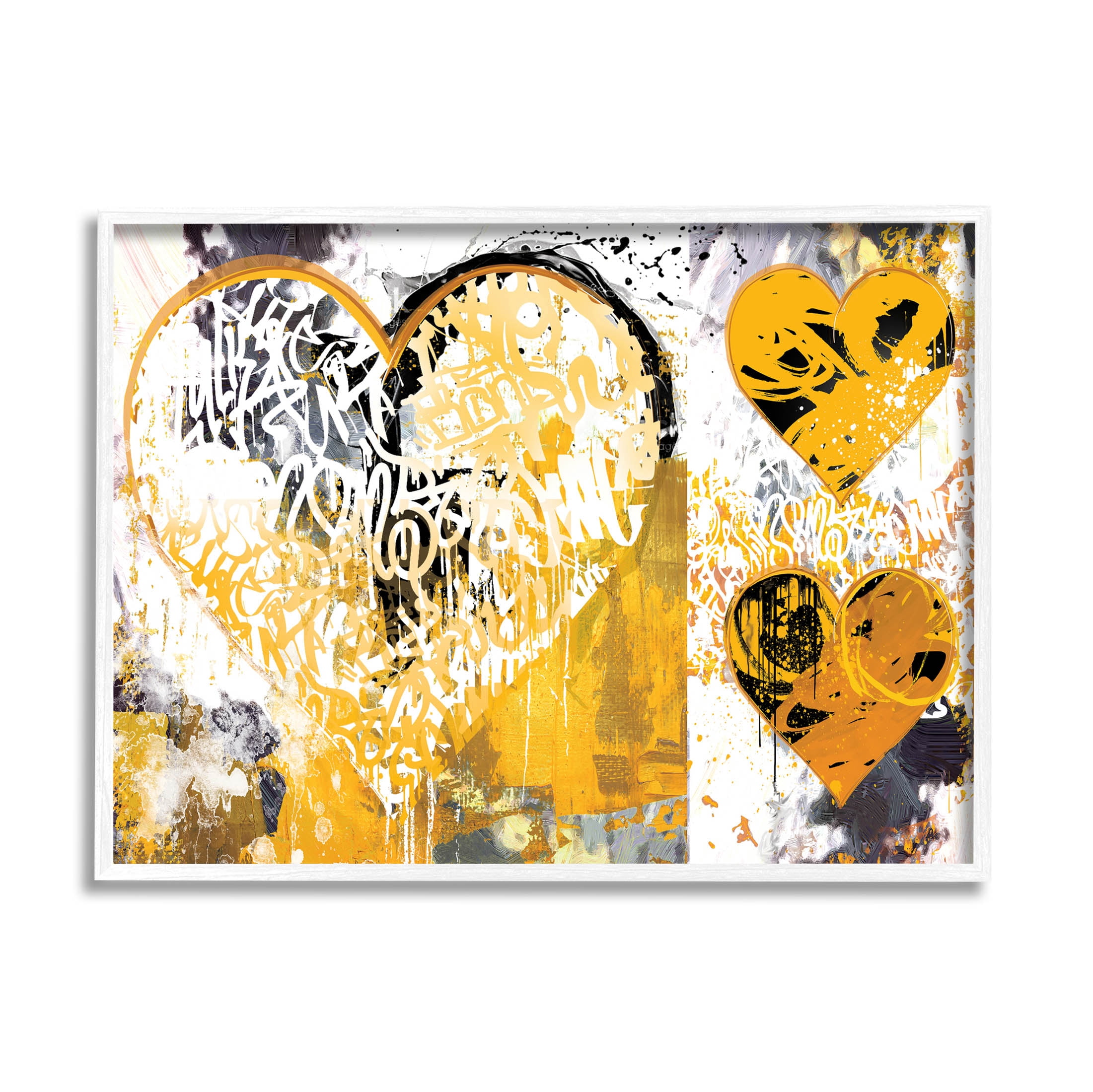 Stupell Industries Urban Paint Drip Graffiti Heart Shape Graphic Art White Framed Art Print Wall Art, Design by Porter Hastings