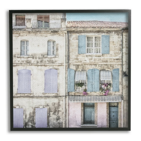 Stupell Industries Urban Pastel Buildings Travel & Places Painting Black Framed Art Print Wall Art, 24 x 24