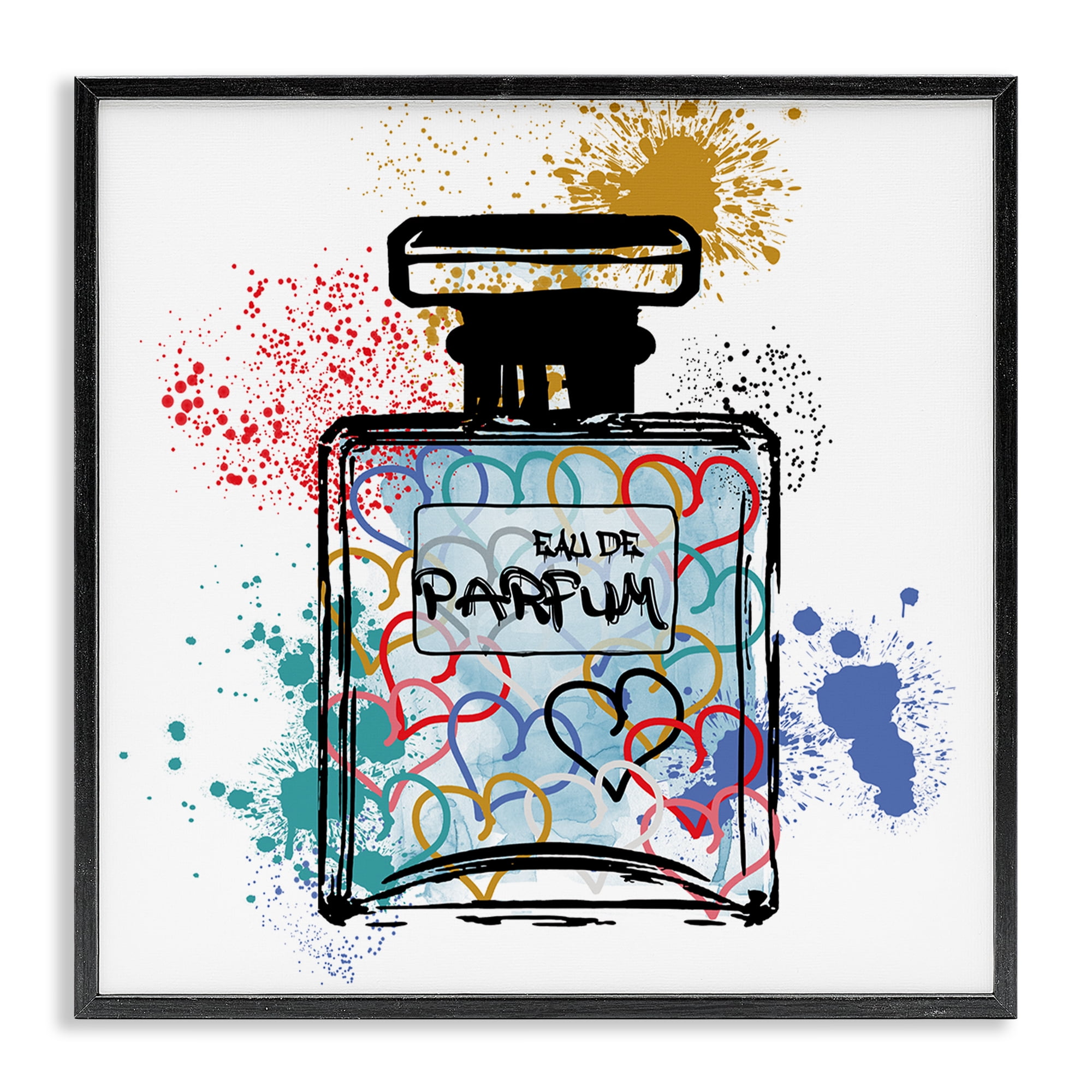 Stupell Industries Urban Patterned Perfume Fashion Painting Black Framed Art Print Wall Art, 24 x 24