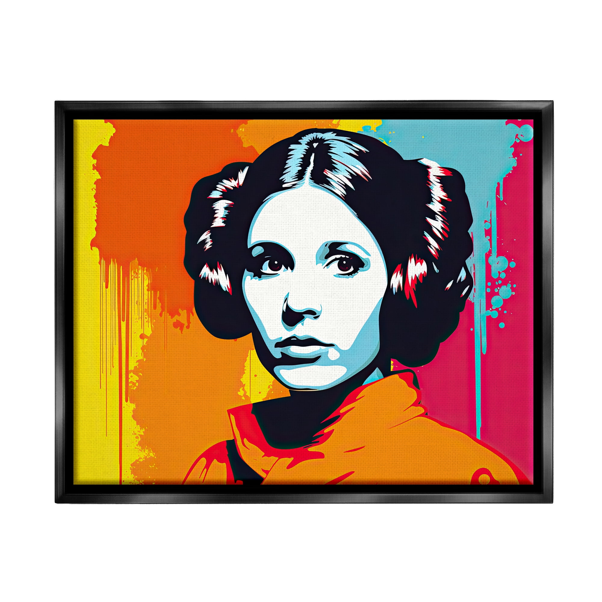 Stupell Industries Urban Pop Sci-Fi Woman Fairy Tales & Fantasy Painting Black Floater Framed Canvas Art Print Wall Art, 21 x 17