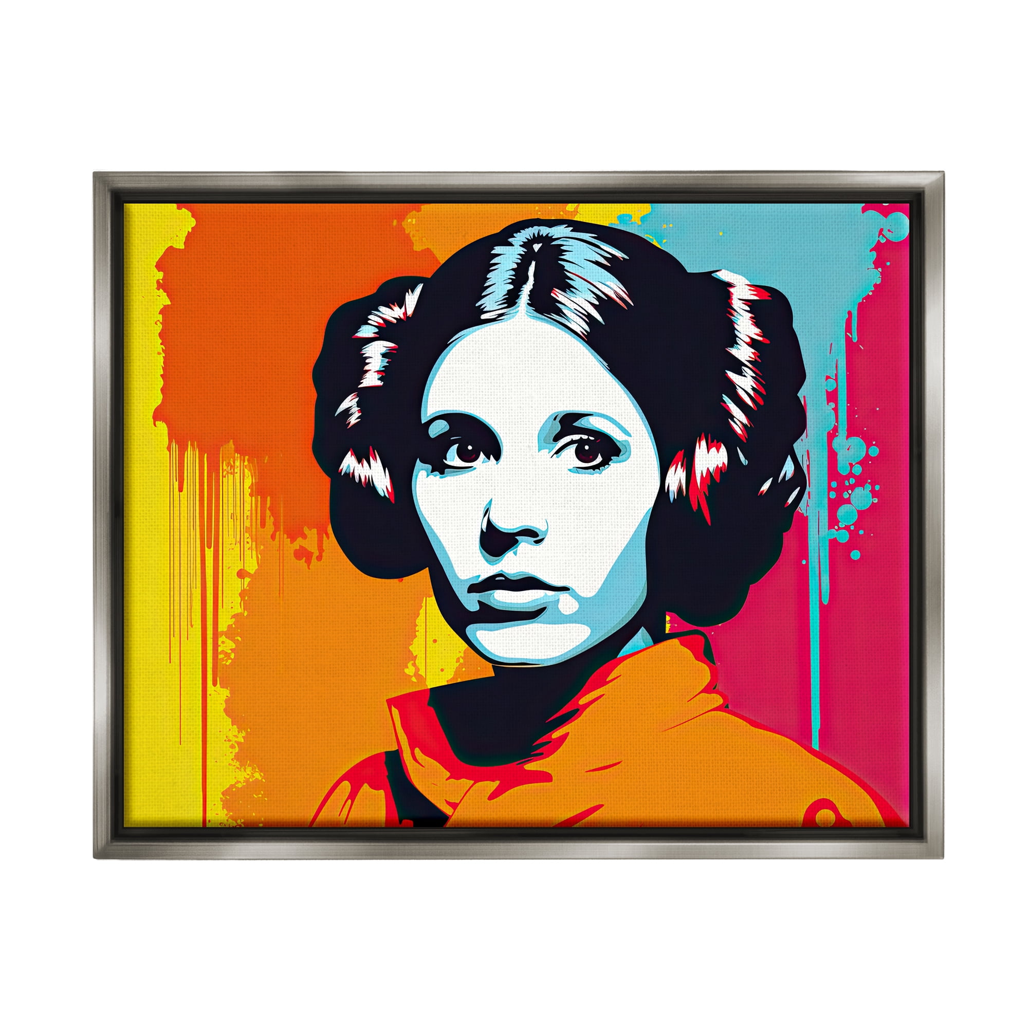 Stupell Industries Urban Pop Sci-Fi Woman Fairy Tales & Fantasy Painting Gray Floater Framed Canvas Art Print Wall Art, 21 x 17