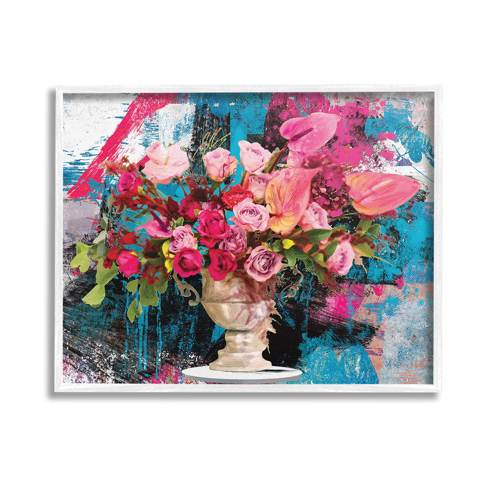 Stupell Industries Urban Rose Bouquet Botanical & Floral Painting White Framed Art Print Wall Art, 14 x 11