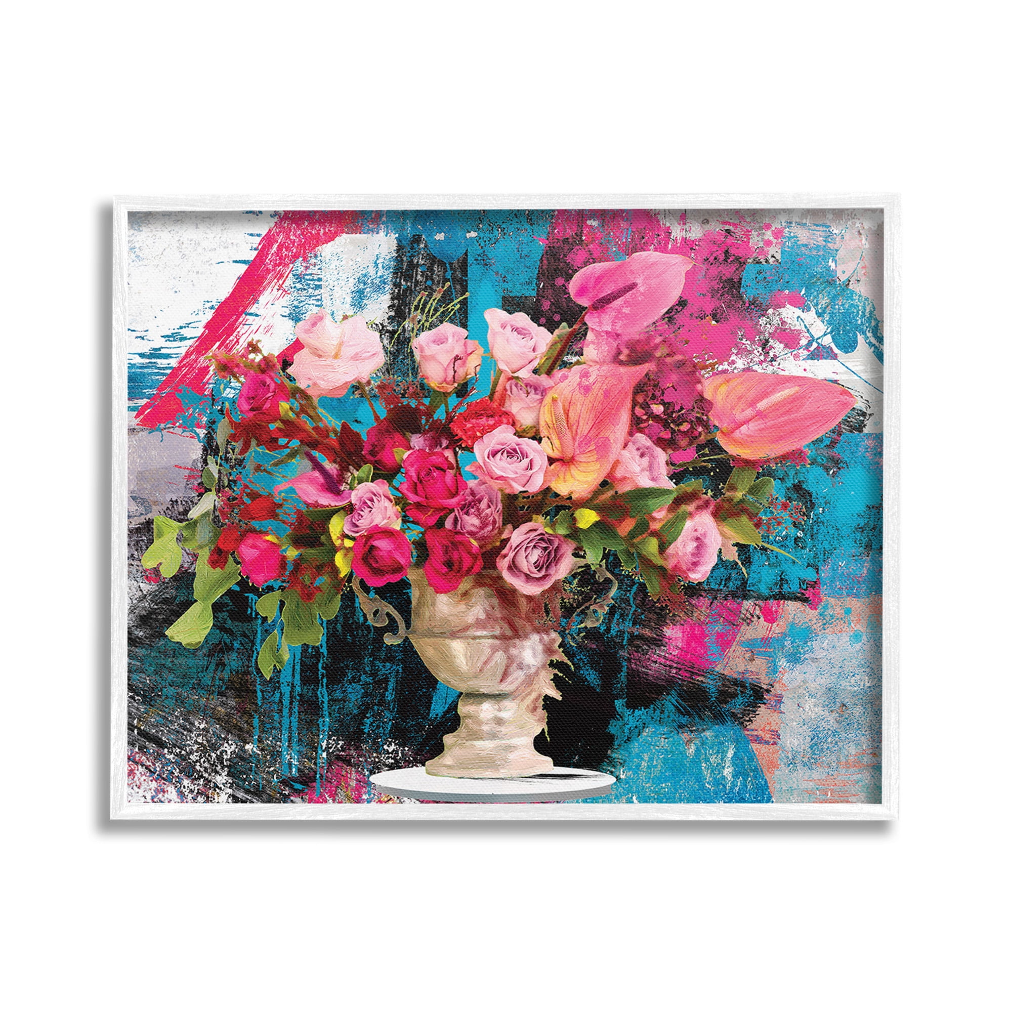 Stupell Industries Urban Rose Bouquet Botanical & Floral Painting White Framed Art Print Wall Art, 20 x 16