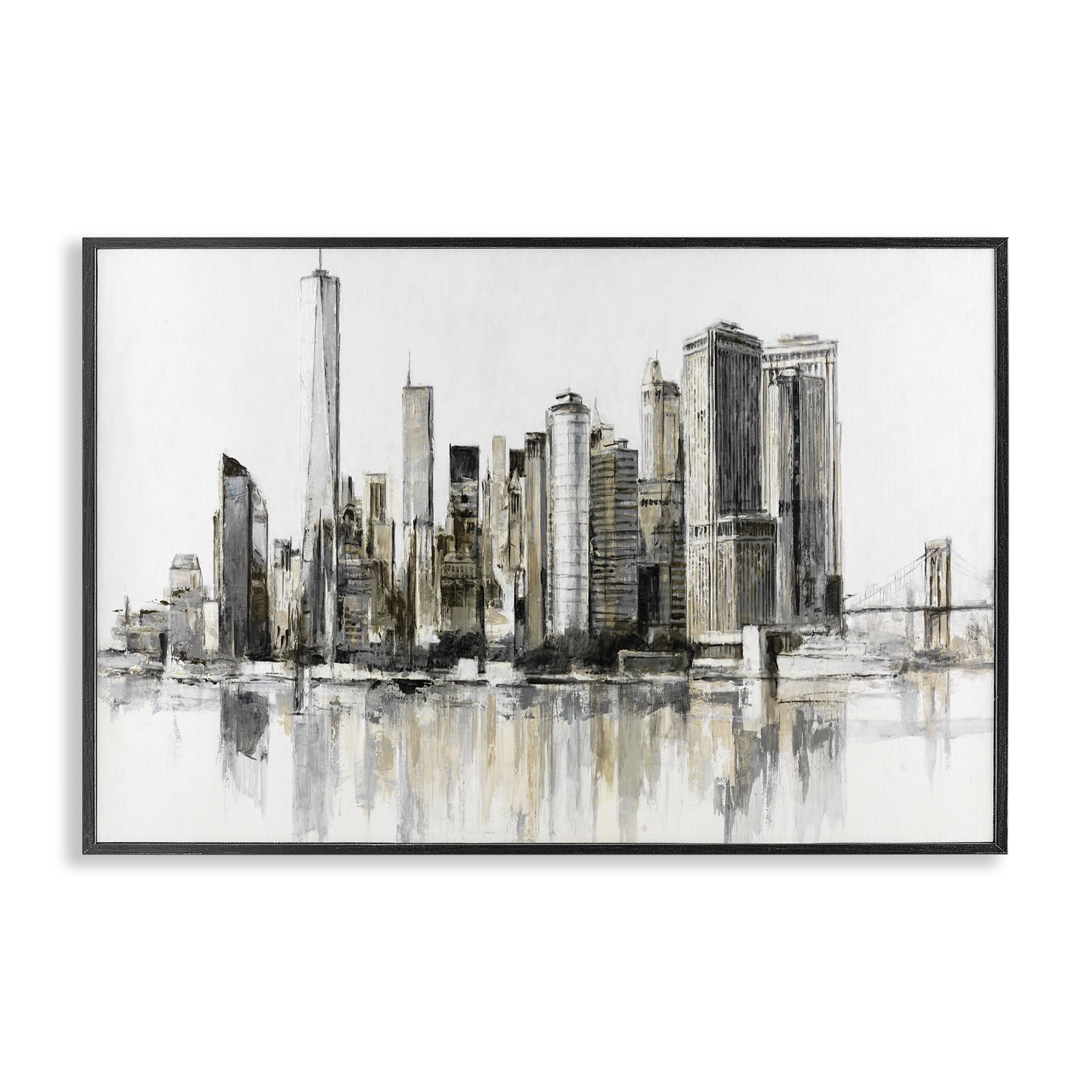 Stupell Industries Urban Skyline Reflection Black Framed Giclee Art, design by Lorenzo Collective