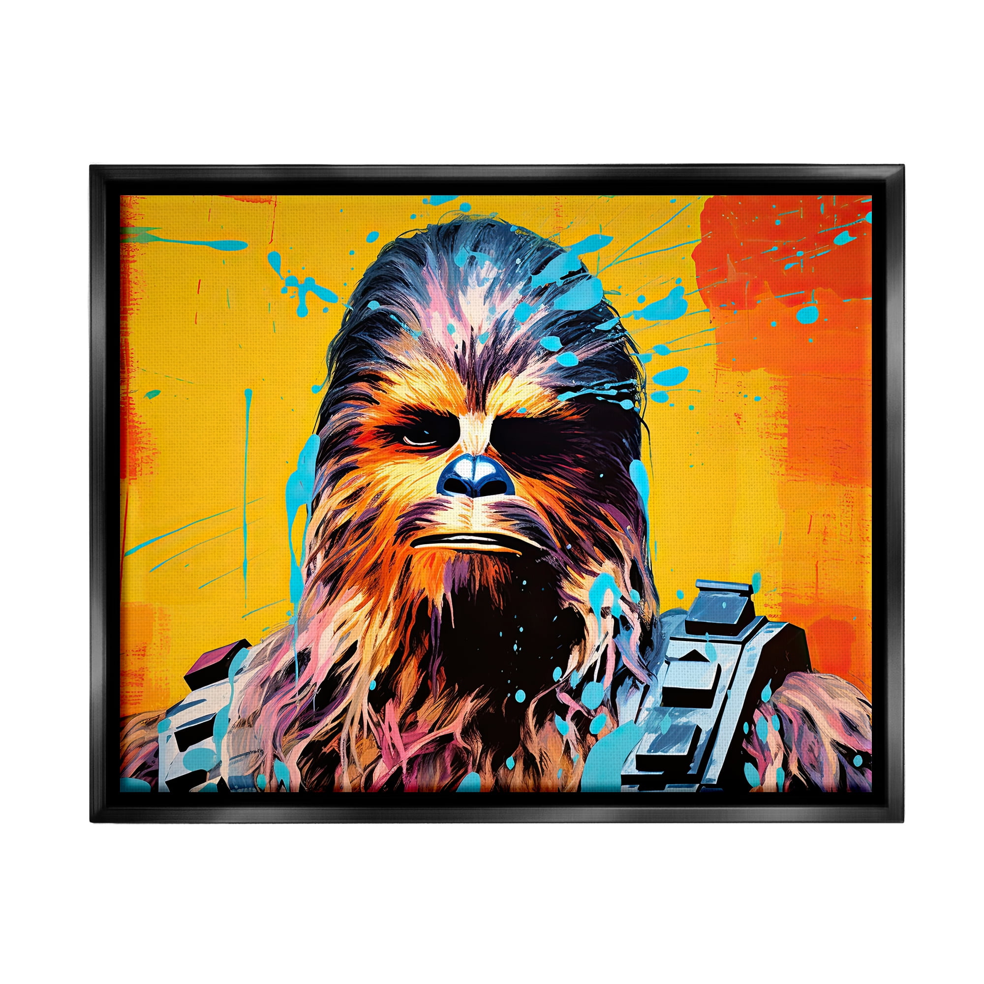 Stupell Industries Urban Splash Sci-Fi Creature Fairy Tales & Fantasy Painting Black Floater Framed Canvas Art Print Wall Art, 31 x 25