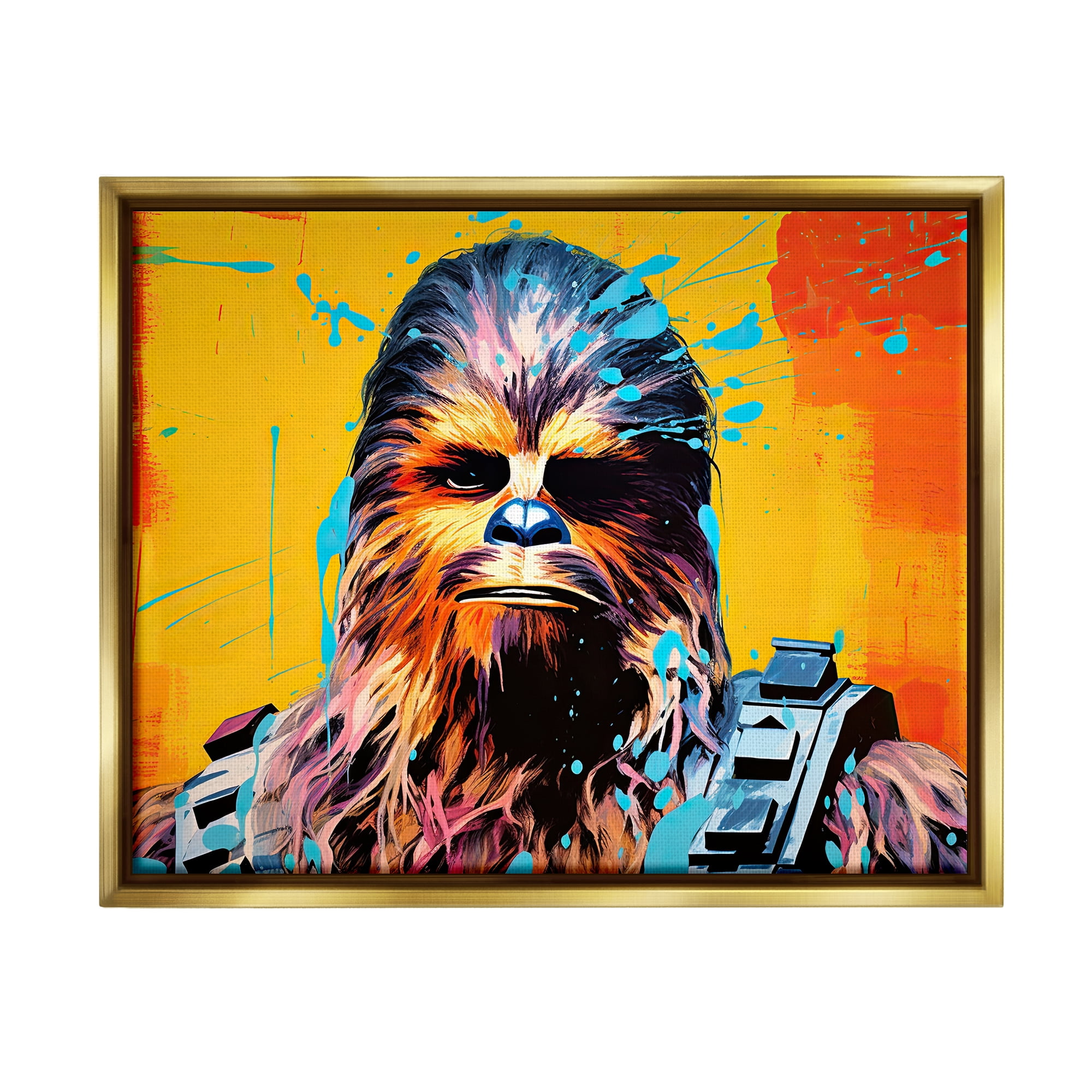 Stupell Industries Urban Splash Sci-Fi Creature Fairy Tales & Fantasy Painting Gold Floater Framed Canvas Art Print Wall Art, 31 x 25