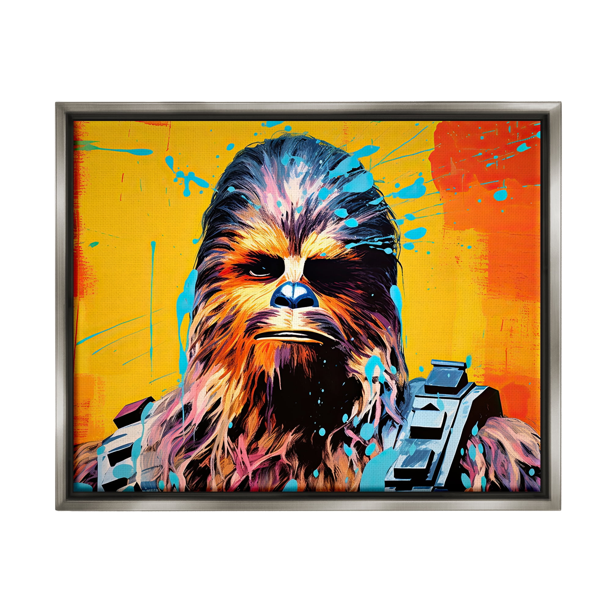 Stupell Industries Urban Splash Sci-Fi Creature Fairy Tales & Fantasy Painting Gray Floater Framed Canvas Art Print Wall Art, 31 x 25