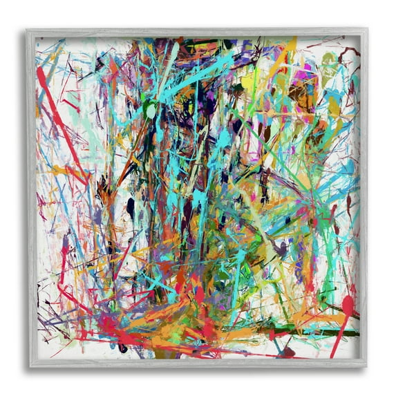 Stupell Industries Urban Splatter Chaotic Abstraction Abstract Painting Gray Framed Art Print Wall Art, 17 x 17