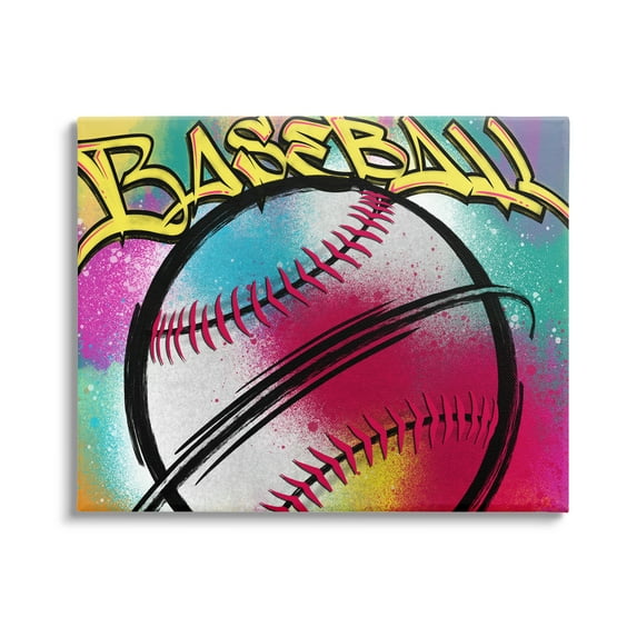 Stupell Industries Urban Sports Baseball Abstract Painting Gallery Wrapped Canvas Art Print Wall Art, 40 x 30