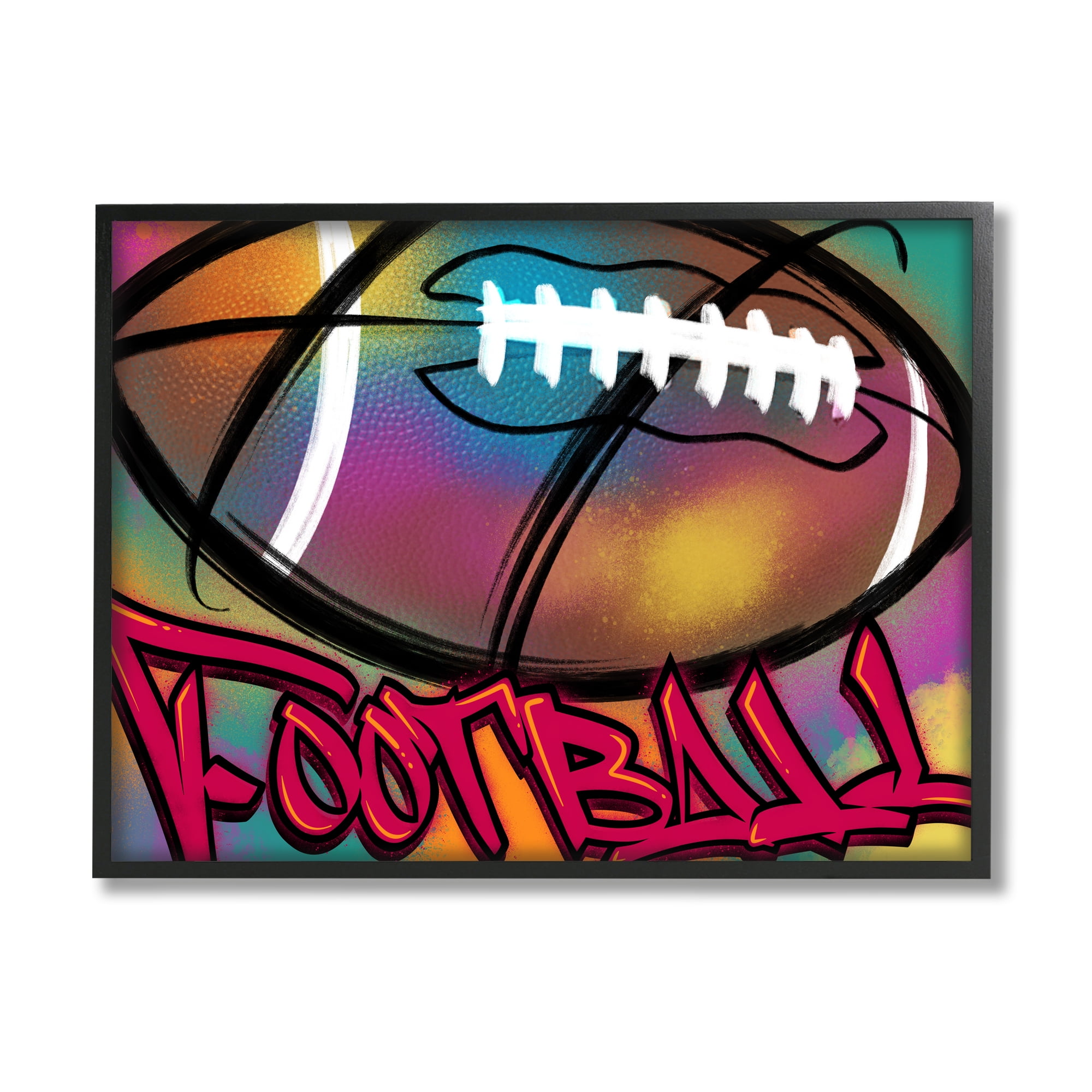 Stupell Industries Urban Sports Football Abstract Painting Black Framed Art Print Wall Art, 14 x 11