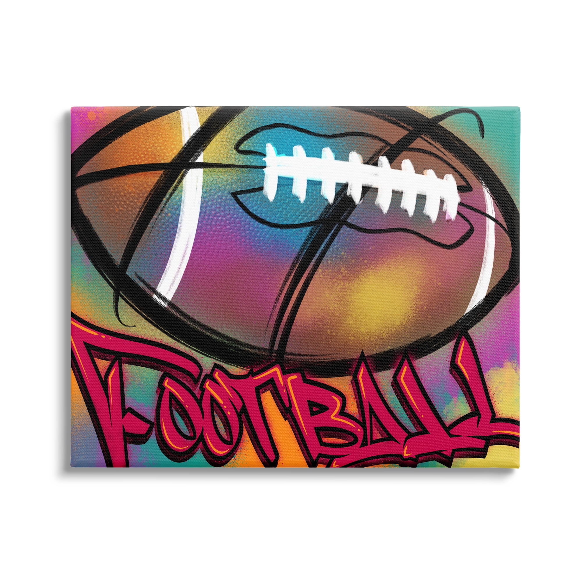 Stupell Industries Urban Sports Football Abstract Painting Gallery Wrapped Canvas Art Print Wall Art, 40 x 30
