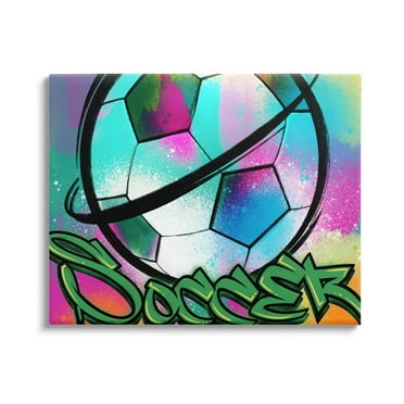Stupell Industries Urban Sports Soccer Ball Abstract Painting Gallery Wrapped Canvas Art Print Wall Art, 20 x 16