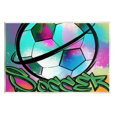 Stupell Industries Urban Sports Soccer Ball Abstract Painting Unframed Art Print Wall Art, 15 x 10