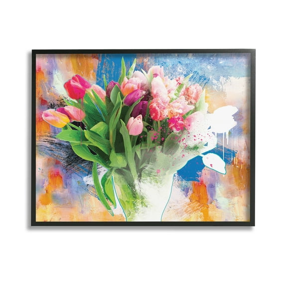 Stupell Industries Urban Spring Bouquet Botanical & Floral Painting Black Framed Art Print Wall Art, 14 x 11