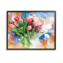 Stupell Industries Urban Spring Bouquet Botanical & Floral Painting Black Framed Art Print Wall Art, 14 x 11